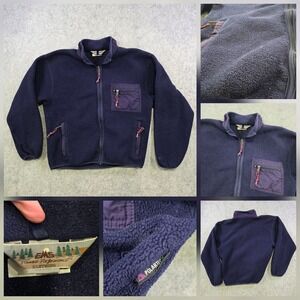 VTG Eastern Mountain Sports EMS Jacket Mens Medium Blue Polartec Fleece Full Zip